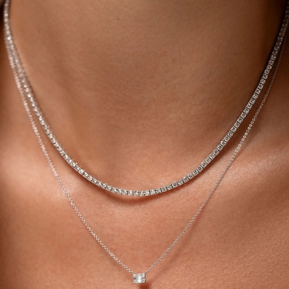 14kt White Gold Diamond Tennis Necklace 3.3ct - Picture 2 of 16